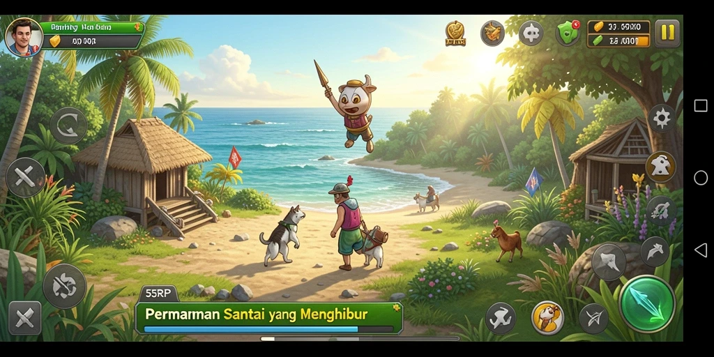 Tampilan gameplay 55RP yang ceria dan menyenangkan saat dimainkan.