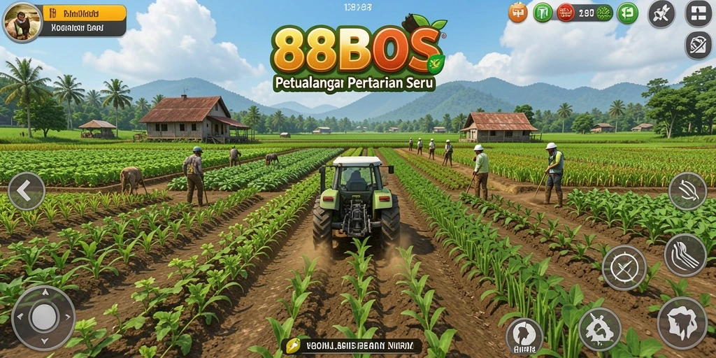 Tampilan gameplay seru dari 88BOS dengan aktivitas bertani yang menyenangkan.