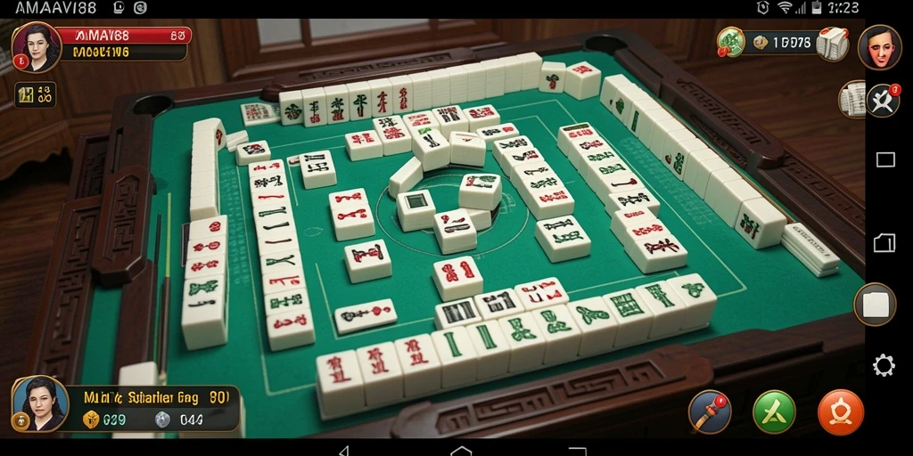 Screenshot gameplay AMAVI88 yang menampilkan tantangan Mahjong.