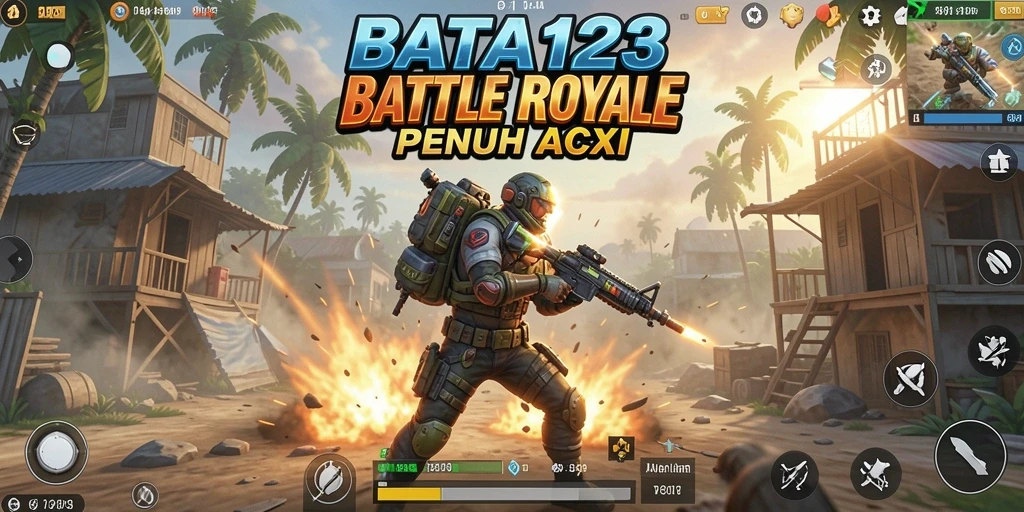 Tangkapan layar menampilkan aksi seru dalam BATA123 gameplay Battle Royale.