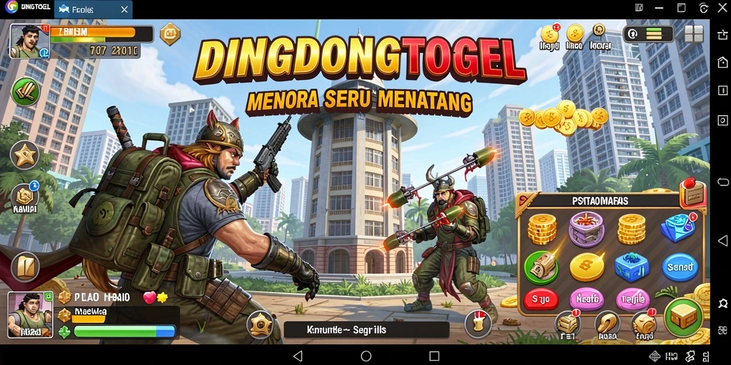 Screenshot gameplay DINGDONGTOGEL menampilkan pertahanan menara yang menegangkan.