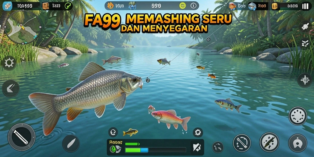 Tampilan utama gameplay FA99 dengan aksi memancing yang mengasyikkan.
