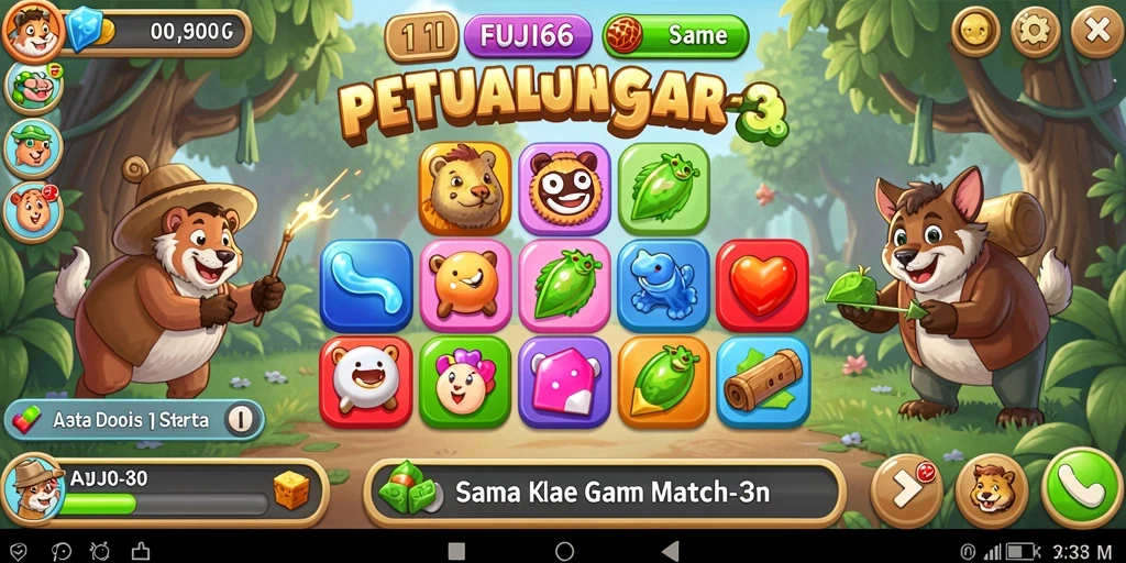 Tampilan gameplay seru dari FUJI66 yang penuh tantangan Match-3.
