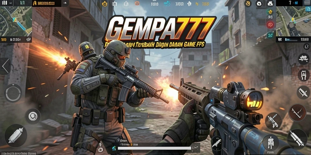 Screenshot utama menampilkan aksi gameplay menegangkan dalam <strong>GEMPA777</strong>.