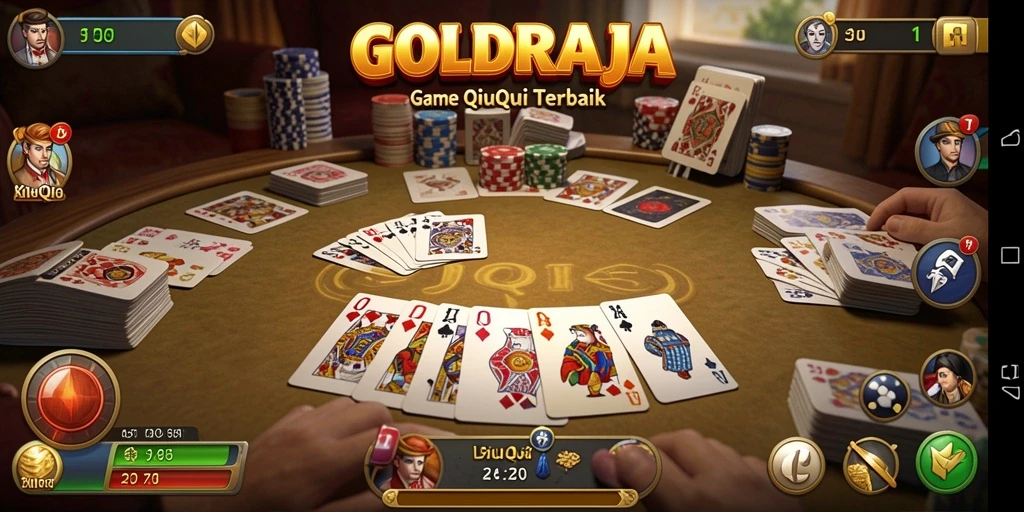 Tampilan gameplay QiuQiu GOLDRAJA yang mendebarkan.