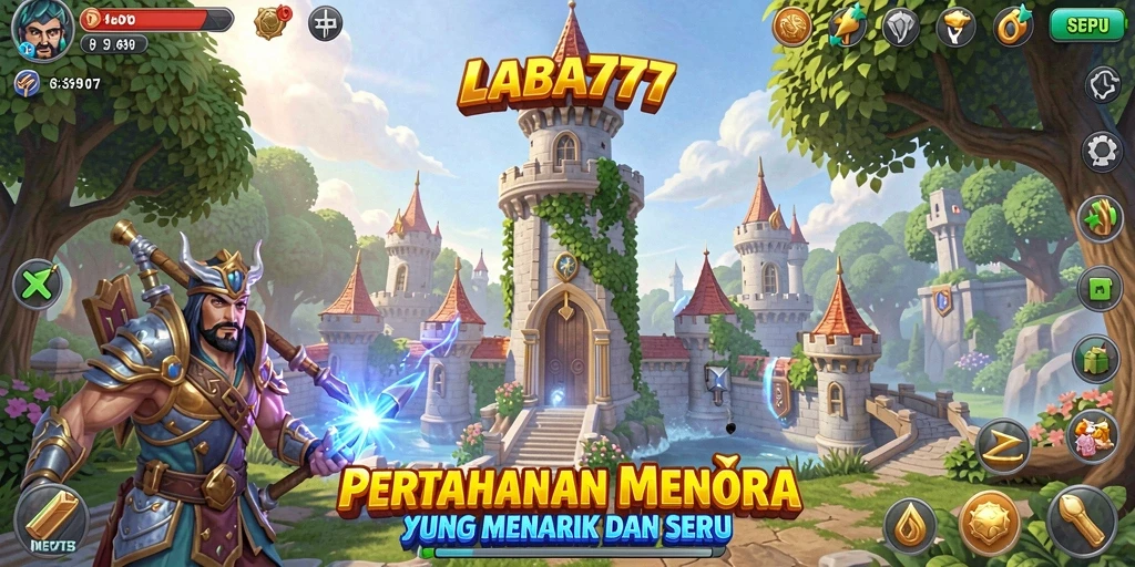 Tampilan menarik dari gameplay Tower Defense di LABA777.