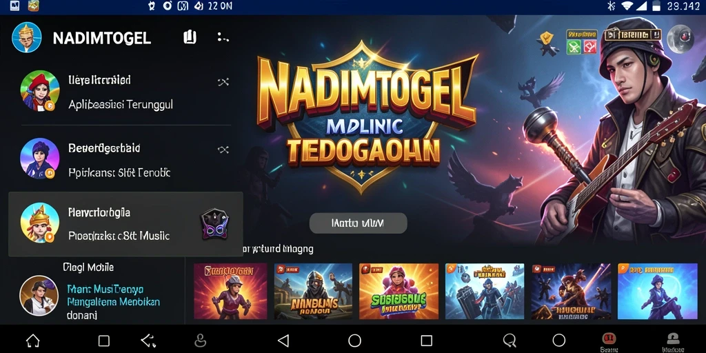 Screenshot utama yang menunjukkan antarmuka pengguna NADIMTOGEL saat mendengarkan musik.