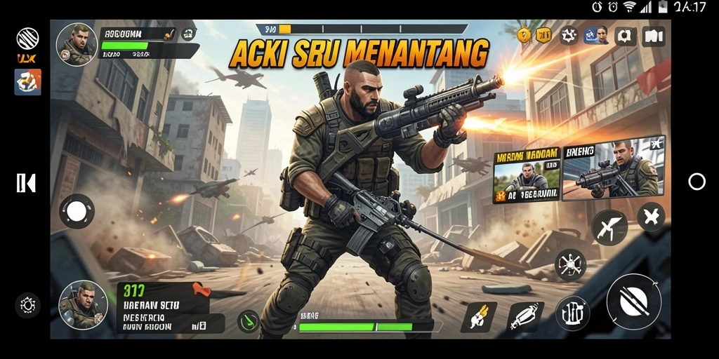 Tampilan gameplay seru OLX17 yang penuh aksi.