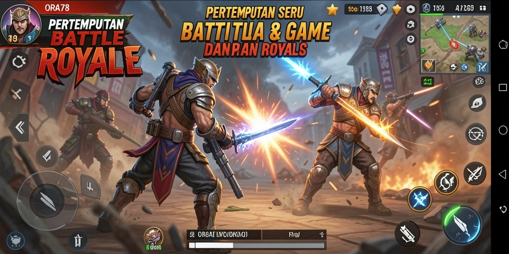 Tangkapan layar menampilkan aksi pertempuran dalam game Battle Royale