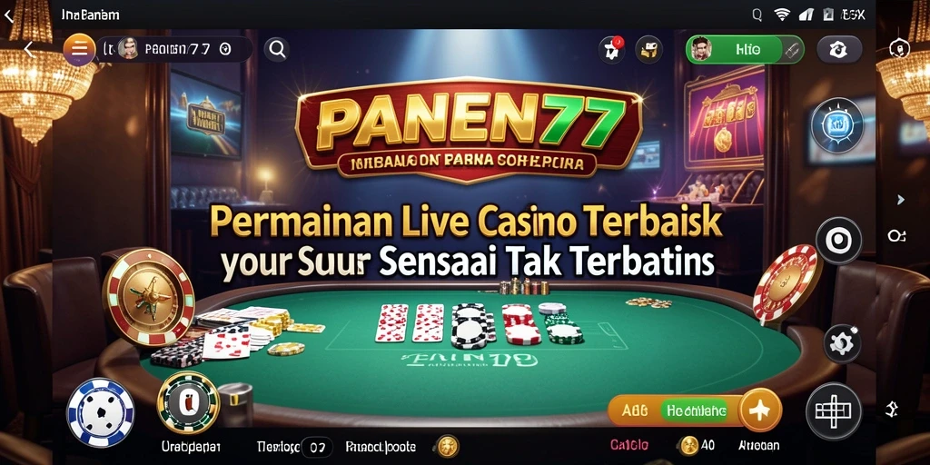 Screenshot utama PANEN77 menampilkan dealer langsung yang profesional dan gameplay seru.