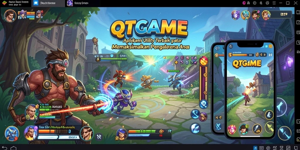 Tampilan utama QTGAME dengan fitur-fitur Utility yang menarik.