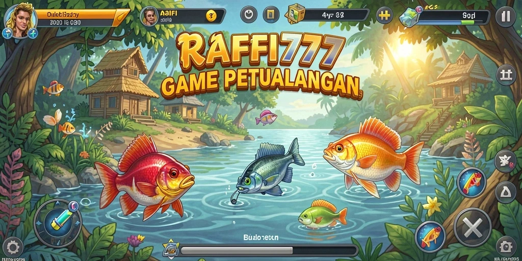 Screenshot menunjukkan pemain menangkap ikan besar di RAFFI777.