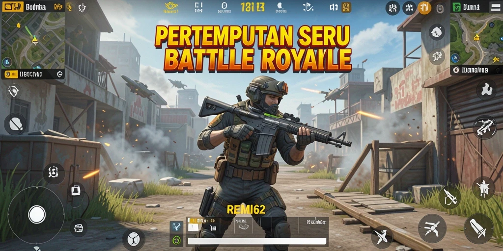Screenshot gameplay <strong>REMI62</strong> menampilkan aksi seru dalam pertempuran Battle Royale.