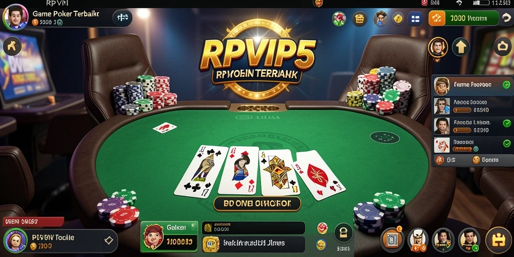 Screenshot gameplay RPVIP5 dengan pemain yang asyik bermain poker.