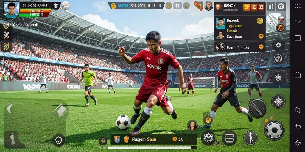 Screenshot gameplay RSNOK saat pertandingan sepak bola