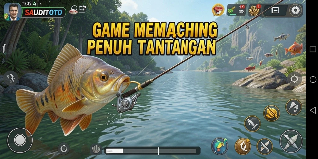 Screenshot gameplay SAUDITOTO menampilkan pengalaman memancing yang seru.
