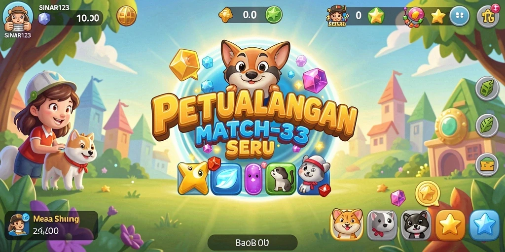Screenshot gameplay SINAR123 menampilkan keseruan mencocokkan permata.