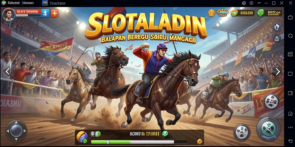 Screenshot gameplay SLOTALADIN menampilkan mobil balap yang melaju kencang di lintasan.