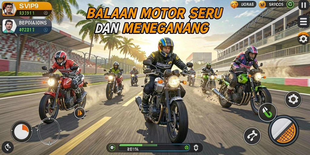 Tampilan seru gameplay balapan motor di SVIP9.
