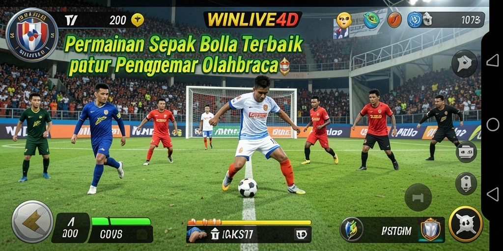 Tampilan gameplay WINLIVE4D yang menampilkan keseruan pertandingan sepak bola.